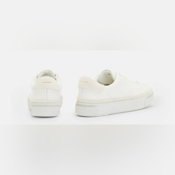All Saints Trish Suede Platform Trainers in Chalk White Size 10 - Picture 2 of 10